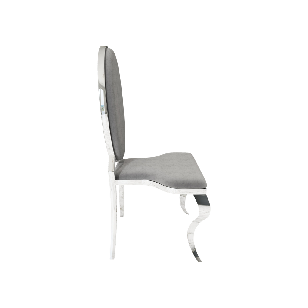 Opal Oval Back Velvet Stacking Chair - Grey