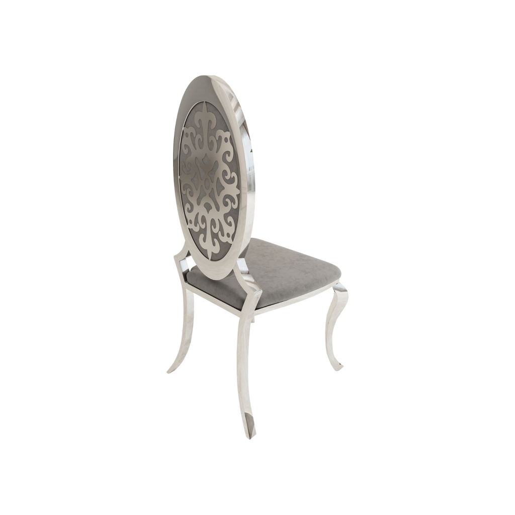 Opal Oval Nova Back Velvet Stacking Chair - Silver