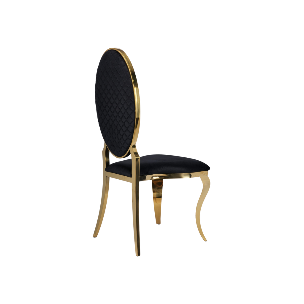Opal Oval Back Velvet Stacking Chair Black