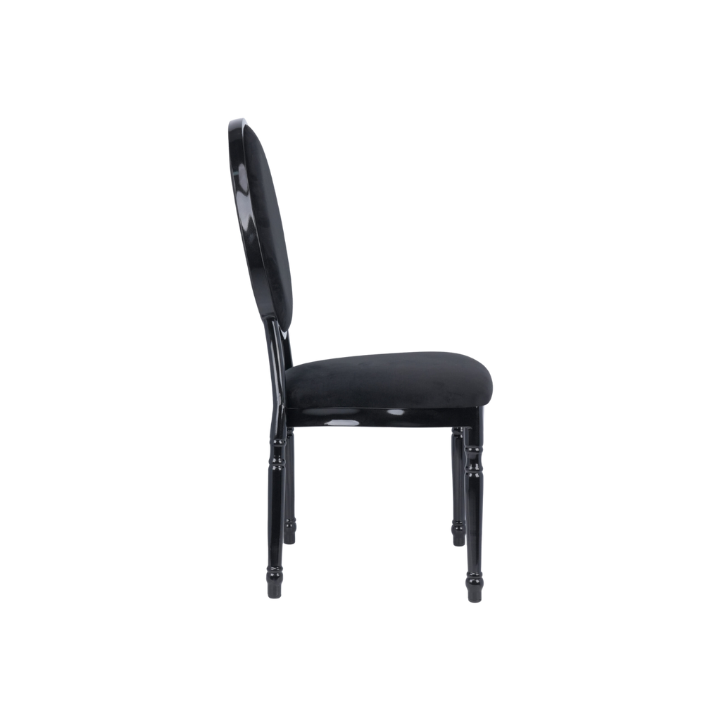 Luxe Velvet Round Back Stacking Chair - Black