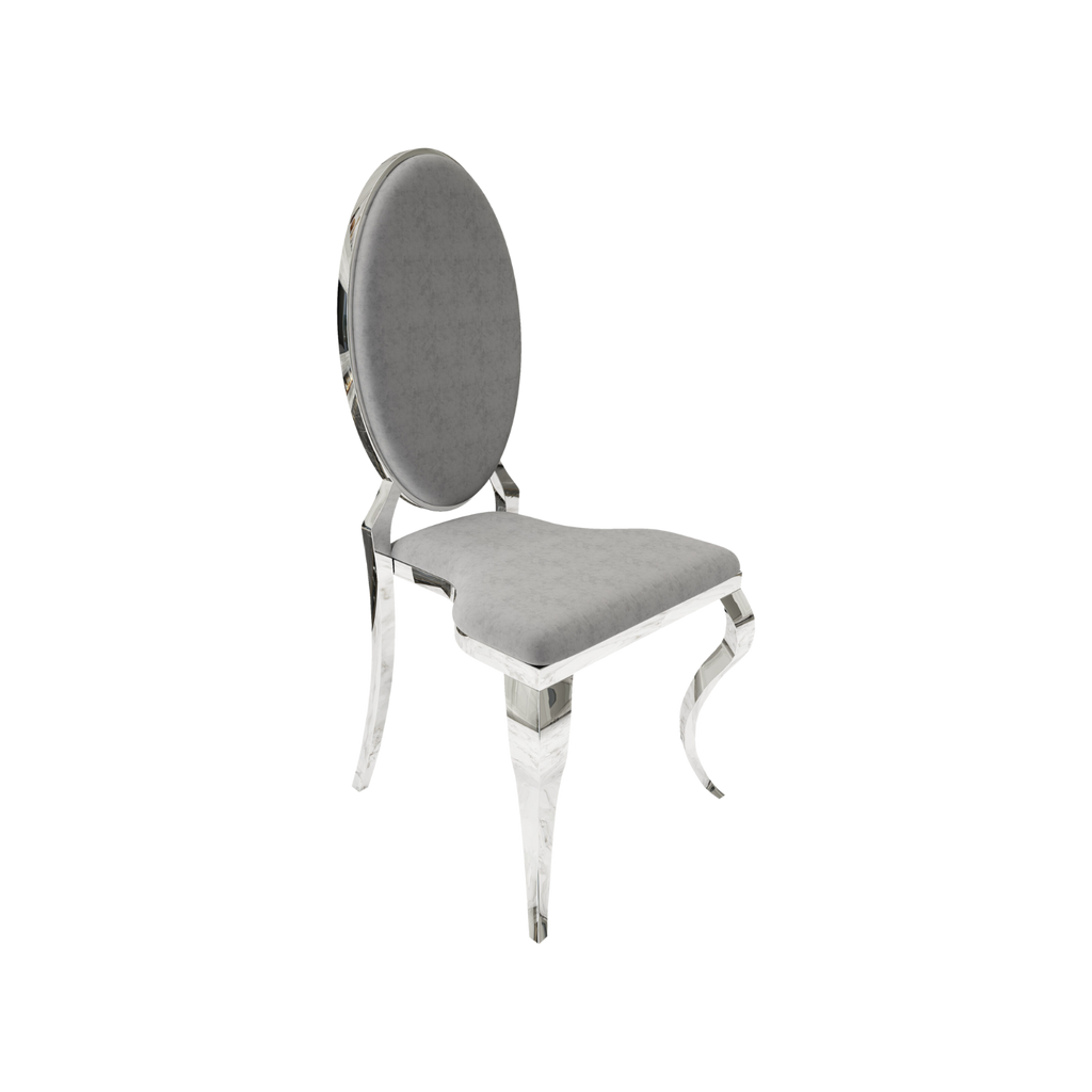 Opal Oval Back Velvet Stacking Chair - Grey
