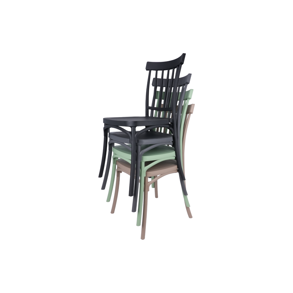 Standard Polypropylene Café Chair Charcoal For Indoor & Outdoor Commercial Seating