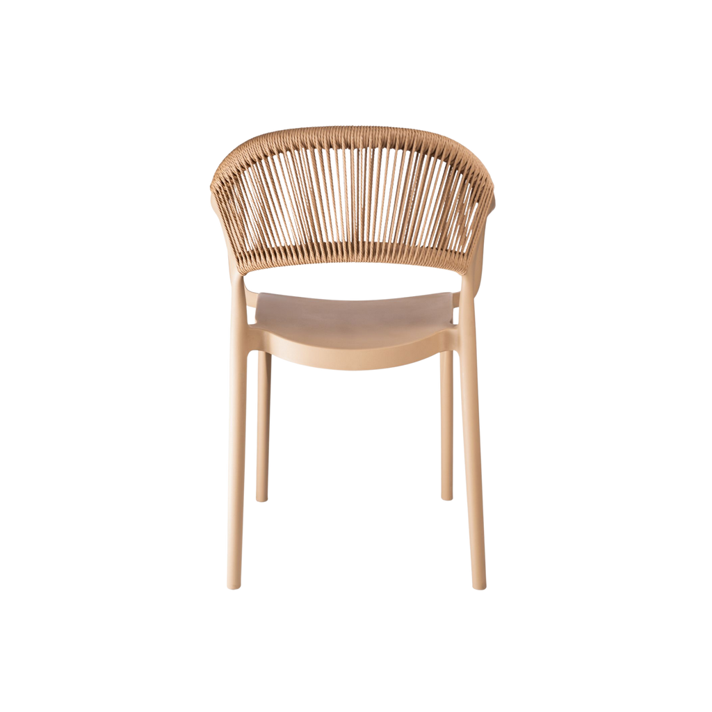 Coastal Rope-Back Polypropylene Armchair Cream – Indoor & Outdoor Café and Garden Chair