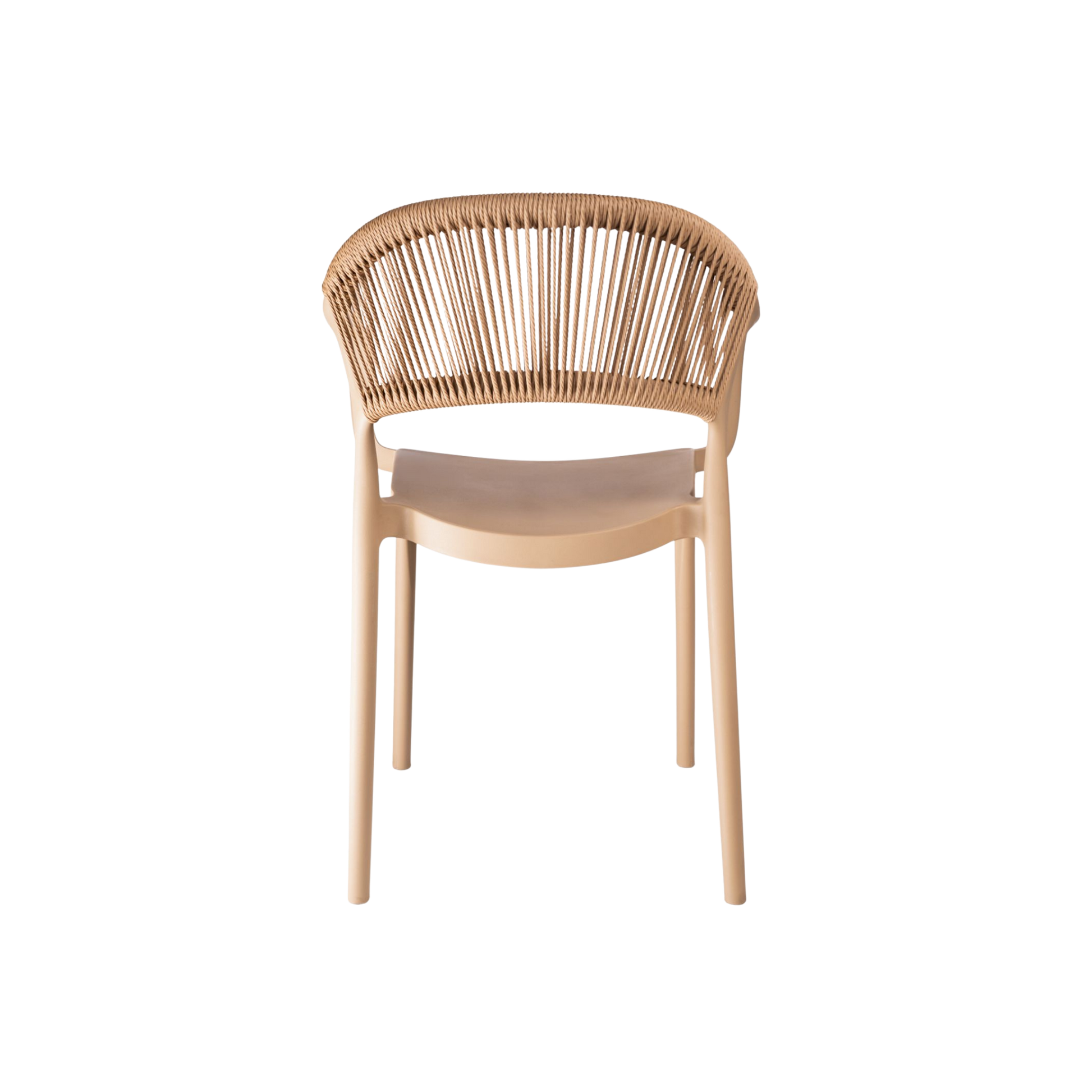Coastal Rope-Back Polypropylene Armchair Cream – Indoor & Outdoor Café and Garden Chair