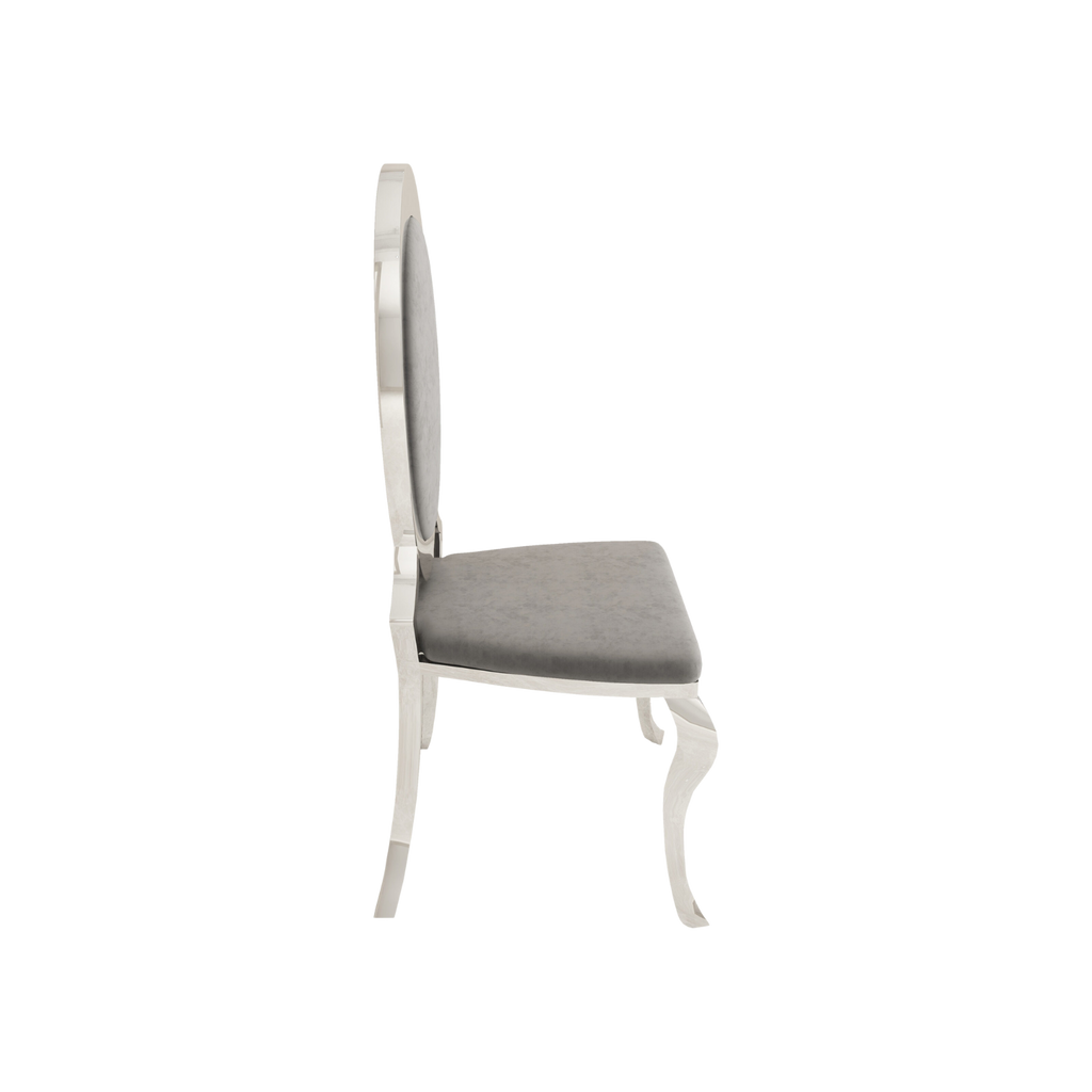 Opal Oval Nova Back Velvet Stacking Chair - Silver