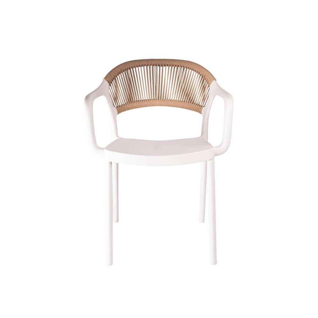 Coastal Rope-Back Polypropylene Armchair White – Indoor & Outdoor Café and Garden Chair