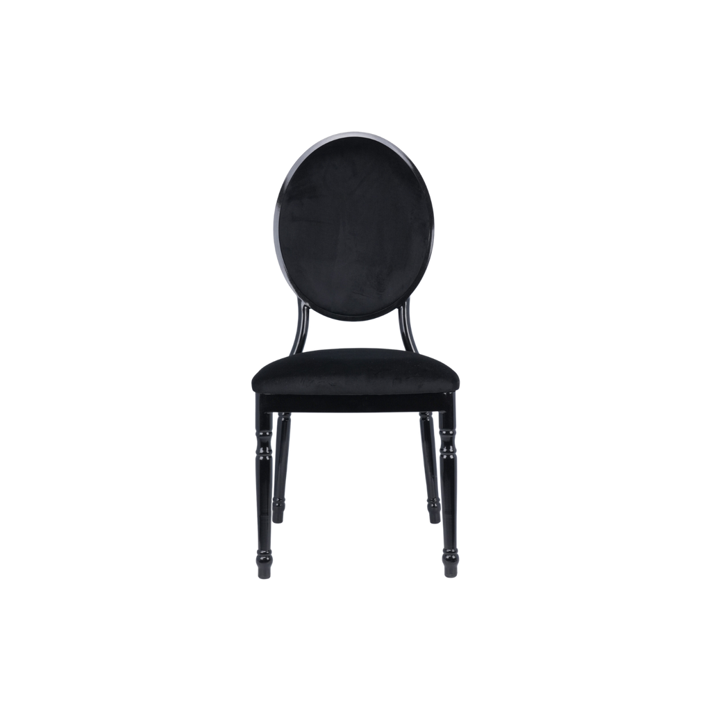 Luxe Velvet Round Back Stacking Chair - Black