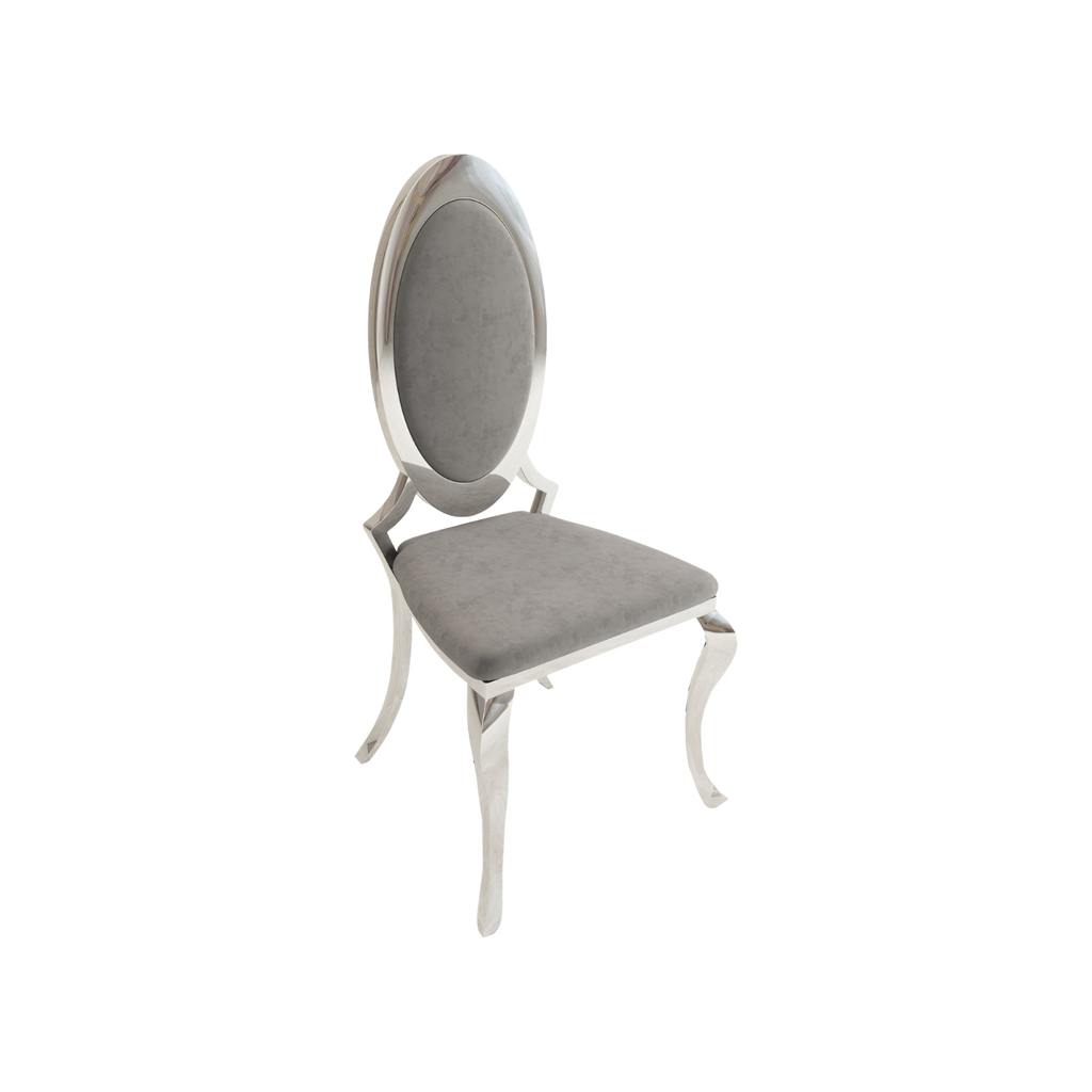 Opal Oval Nova Back Velvet Stacking Chair - Silver