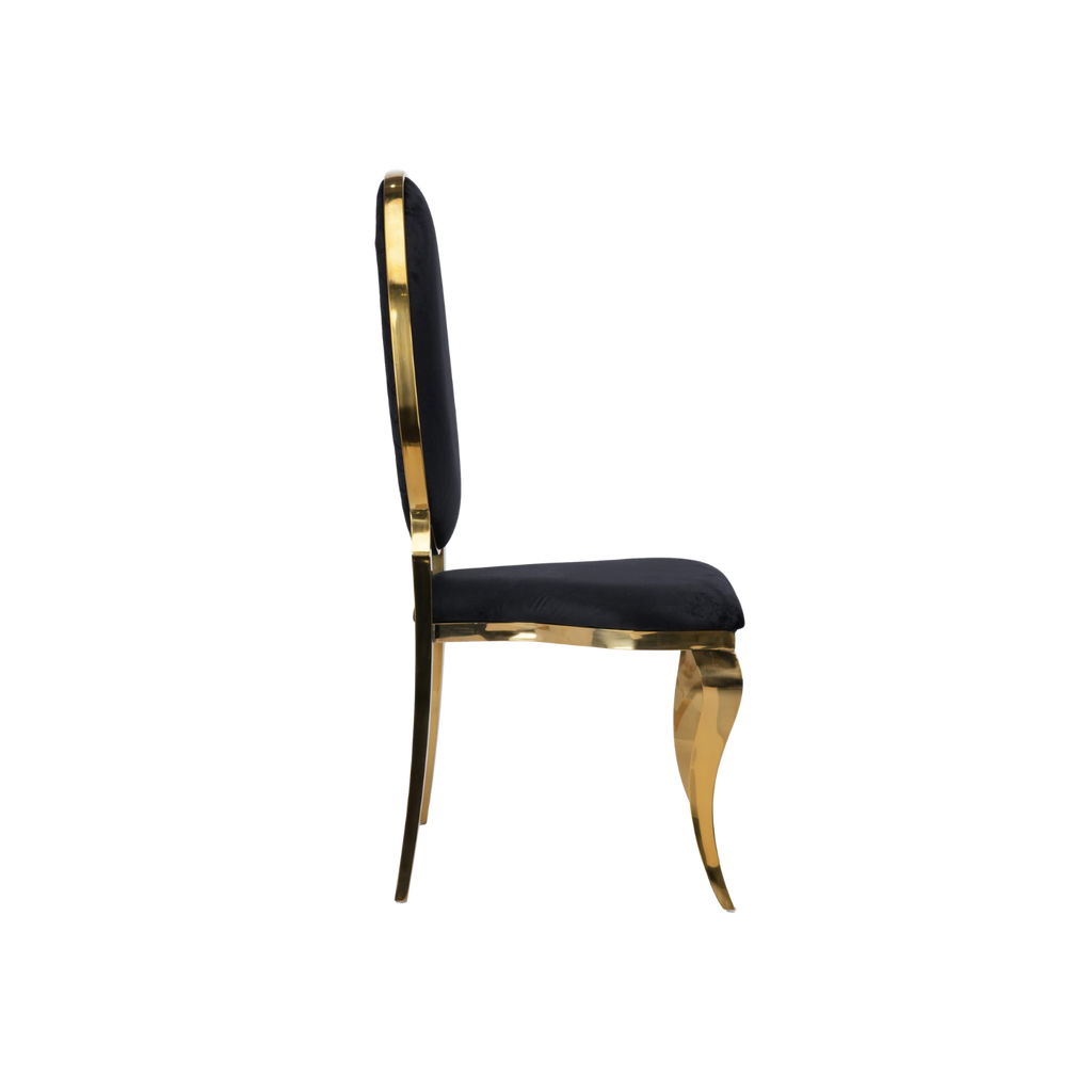 Opal Oval Back Velvet Stacking Chair Black