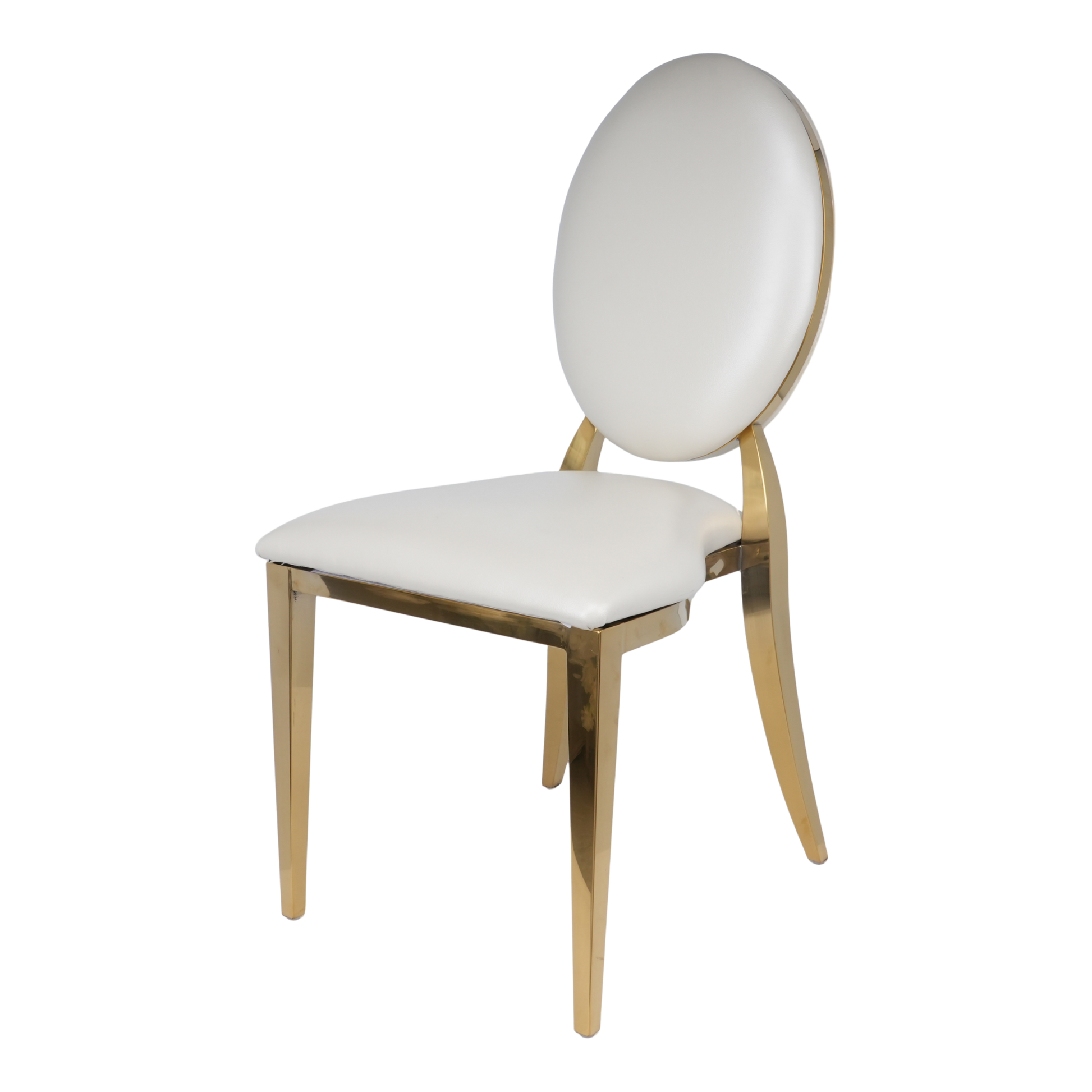 Gold Dior Banqueting Chair – Luxury PU Leather Gloss Finish, Stackable, Event-Ready