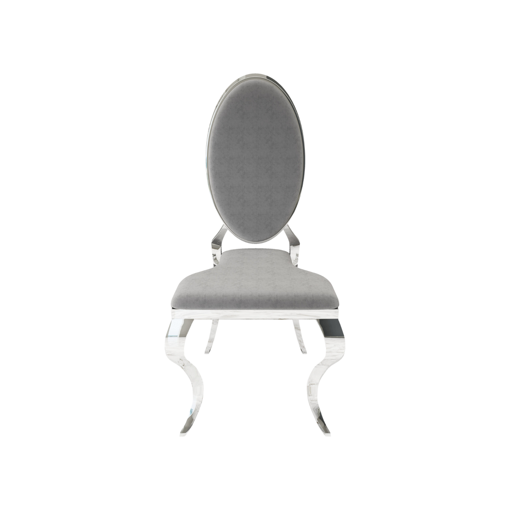 Opal Oval Back Velvet Stacking Chair - Grey