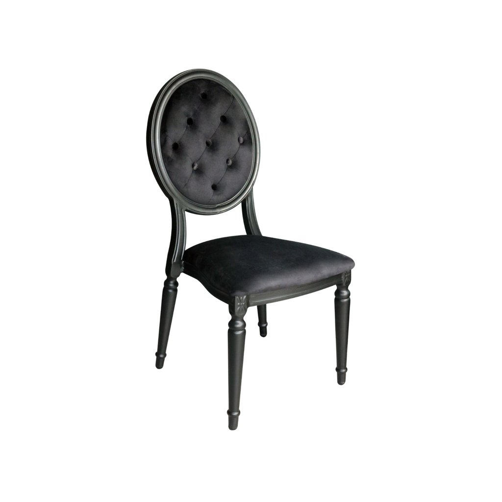 Louis Alure Aluminium Oval Stacking Chair Black