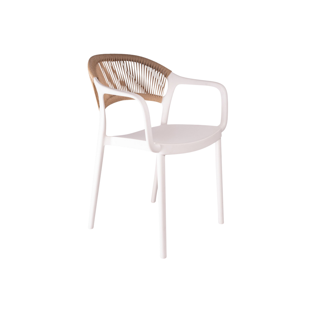 Coastal Rope-Back Polypropylene Armchair White – Indoor & Outdoor Café and Garden Chair