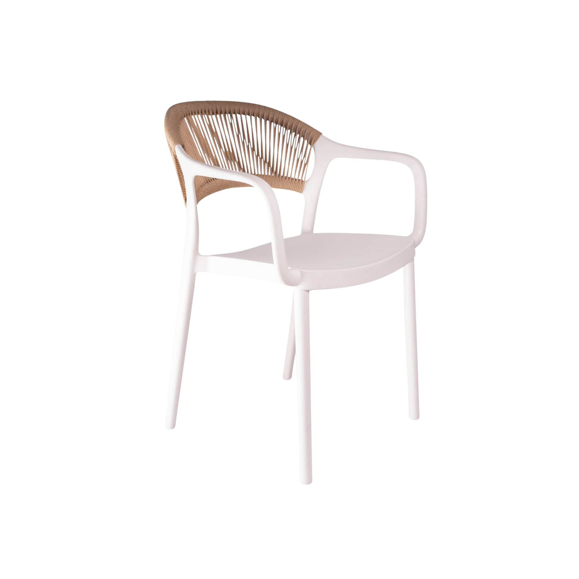 Coastal Rope-Back Polypropylene Armchair White – Indoor & Outdoor Café and Garden Chair