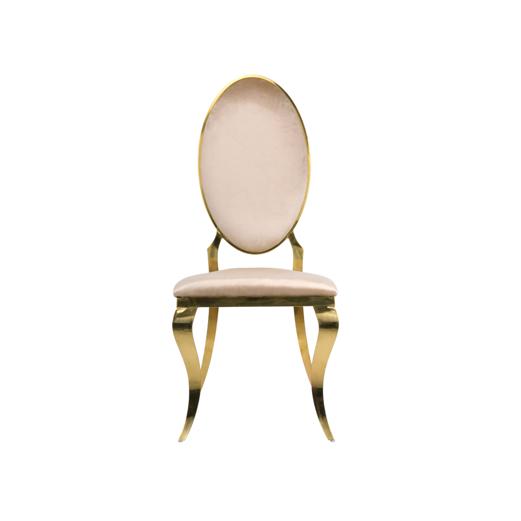 Opal Oval Back Velvet Stacking Chair - Ivory