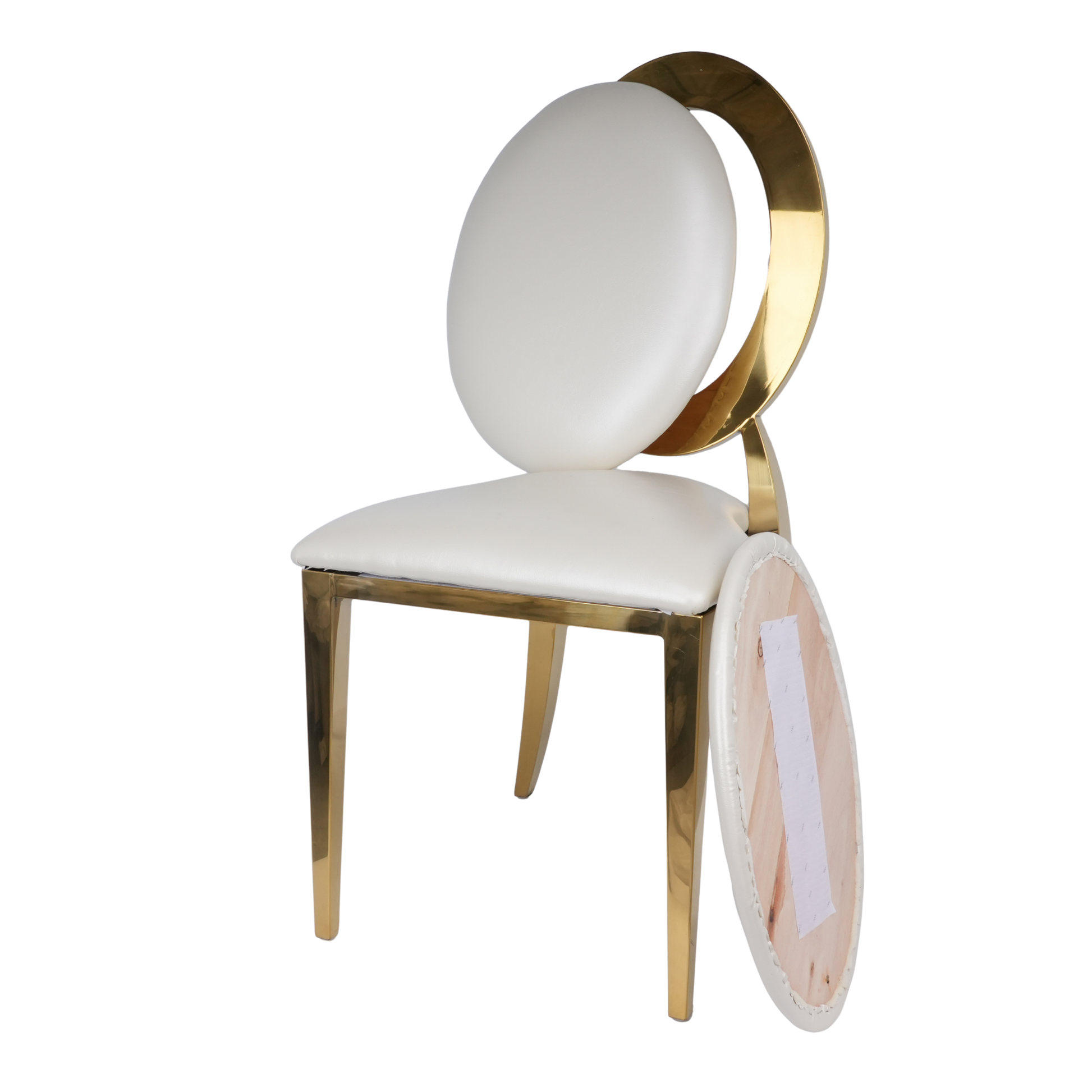 Gold Dior Banqueting Chair – Luxury PU Leather Gloss Finish, Stackable, Event-Ready