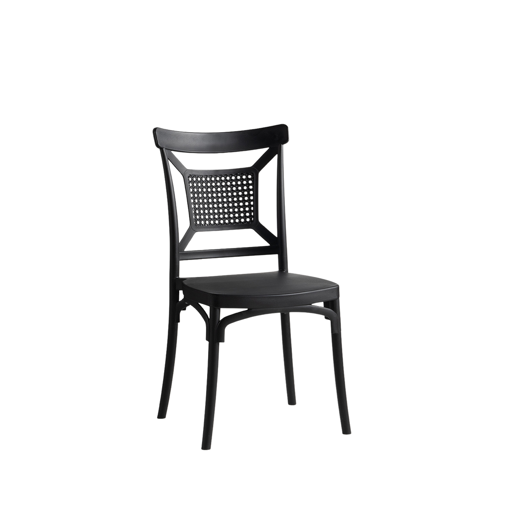 Enzo Caffe/Bistro Polypropylene Stacking Chair Black