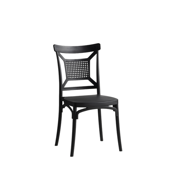 Enzo Caffe/Bistro Polypropylene Stacking Chair Black