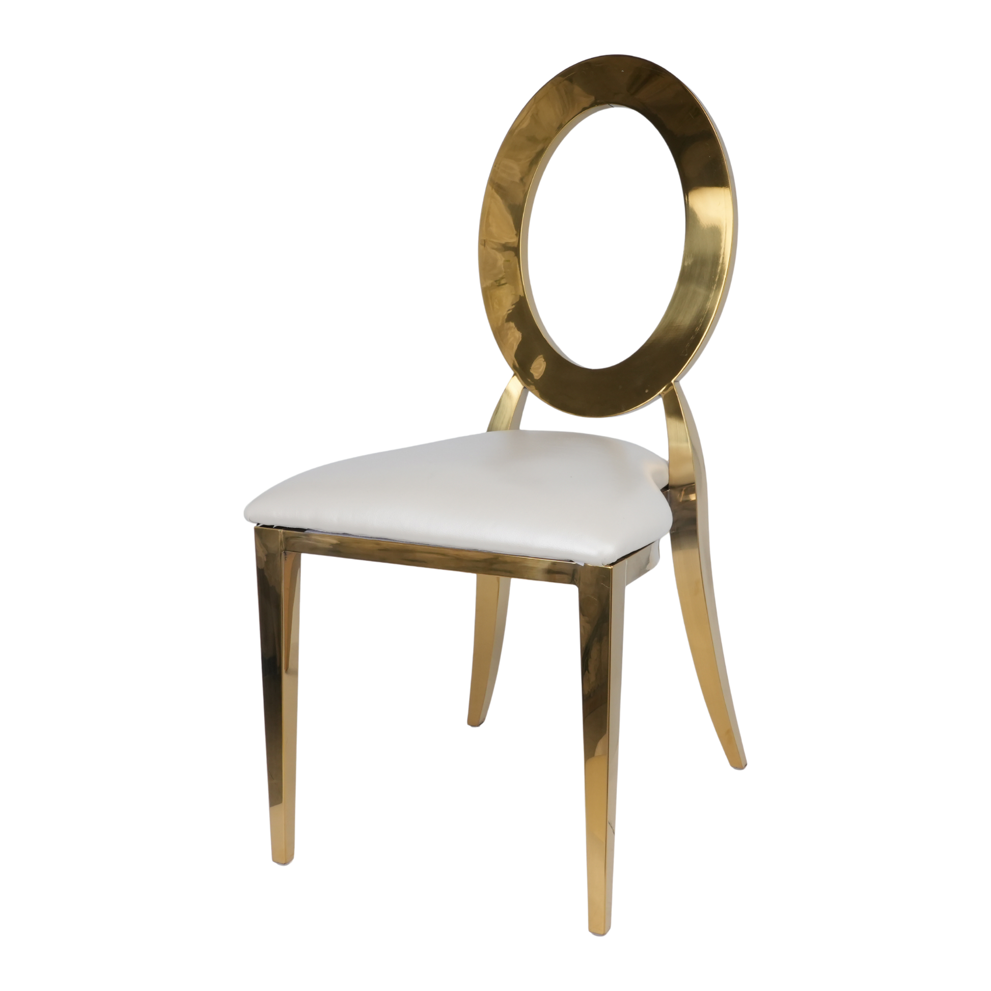 Gold Dior Banqueting Chair – Luxury PU Leather Gloss Finish, Stackable, Event-Ready