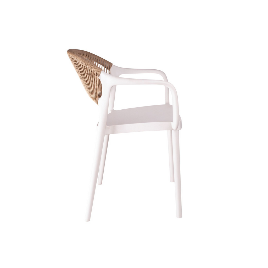 Coastal Rope-Back Polypropylene Armchair White – Indoor & Outdoor Café and Garden Chair