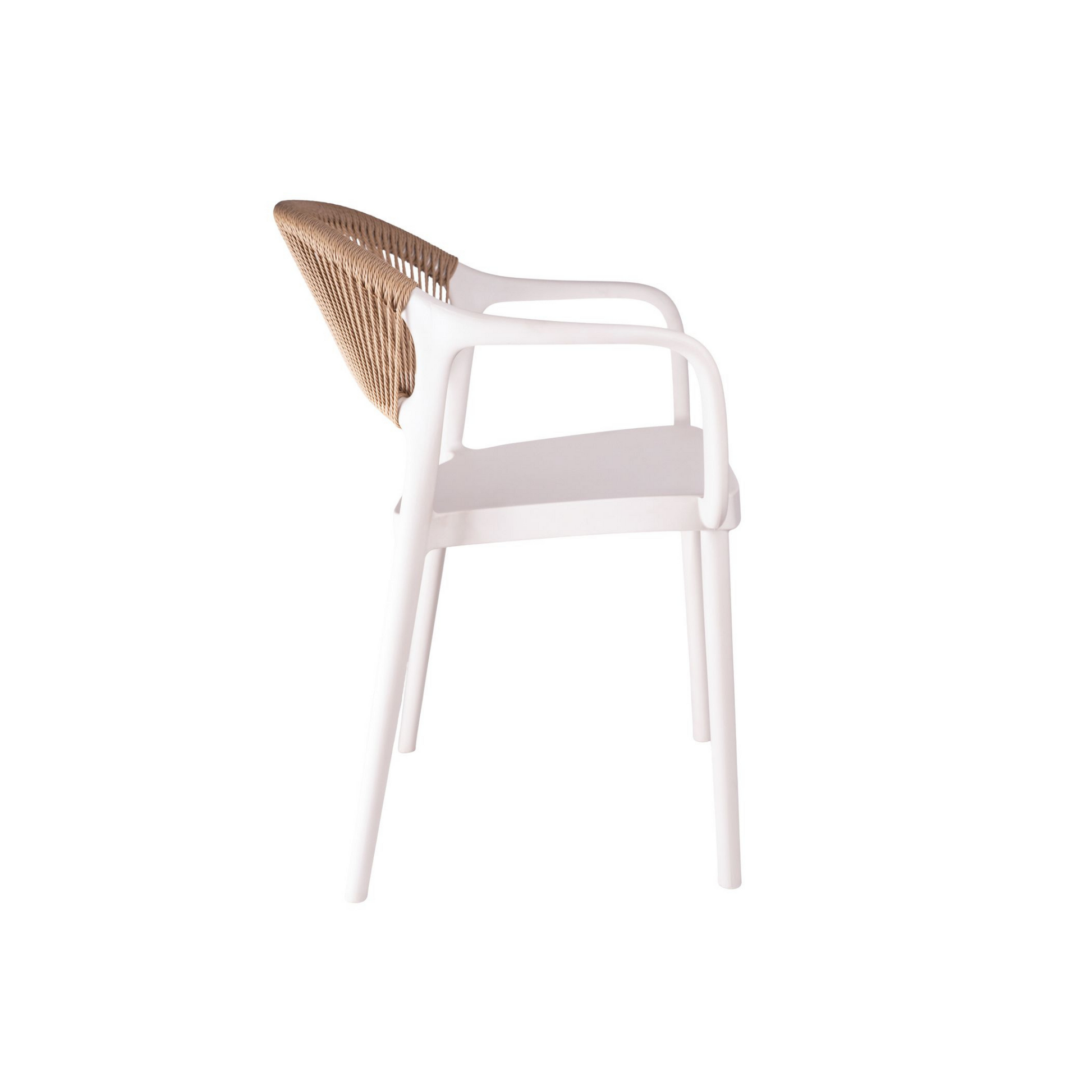Coastal Rope-Back Polypropylene Armchair White – Indoor & Outdoor Café and Garden Chair