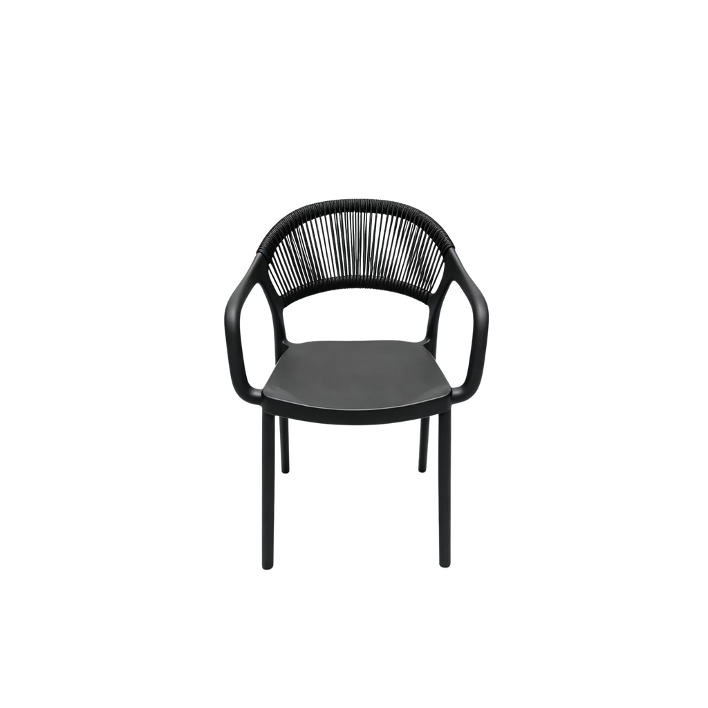 Coastal Rope-Back Polypropylene Armchair Black – Indoor & Outdoor Café and Garden Chair