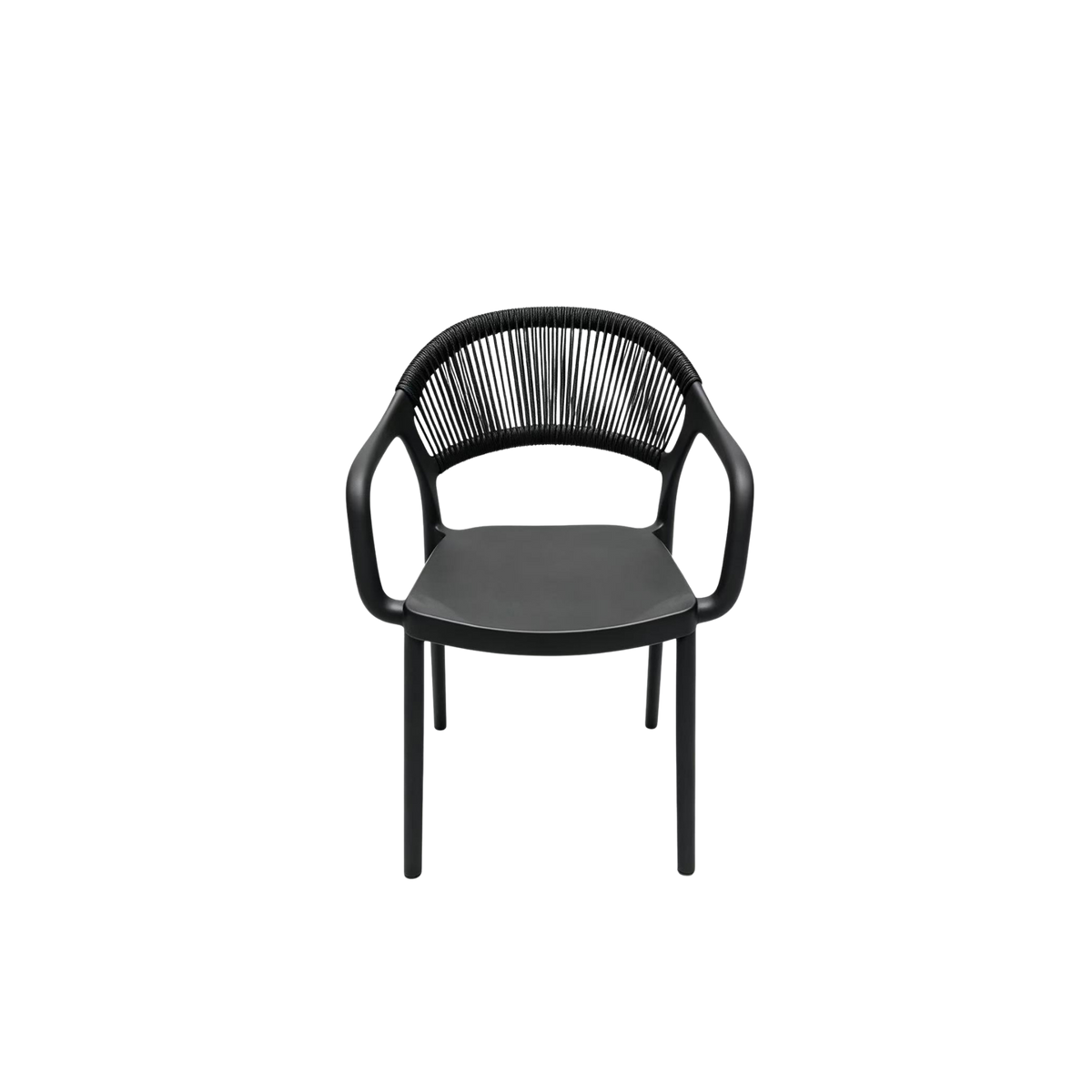 Coastal Rope-Back Polypropylene Armchair Black – Indoor & Outdoor Café and Garden Chair