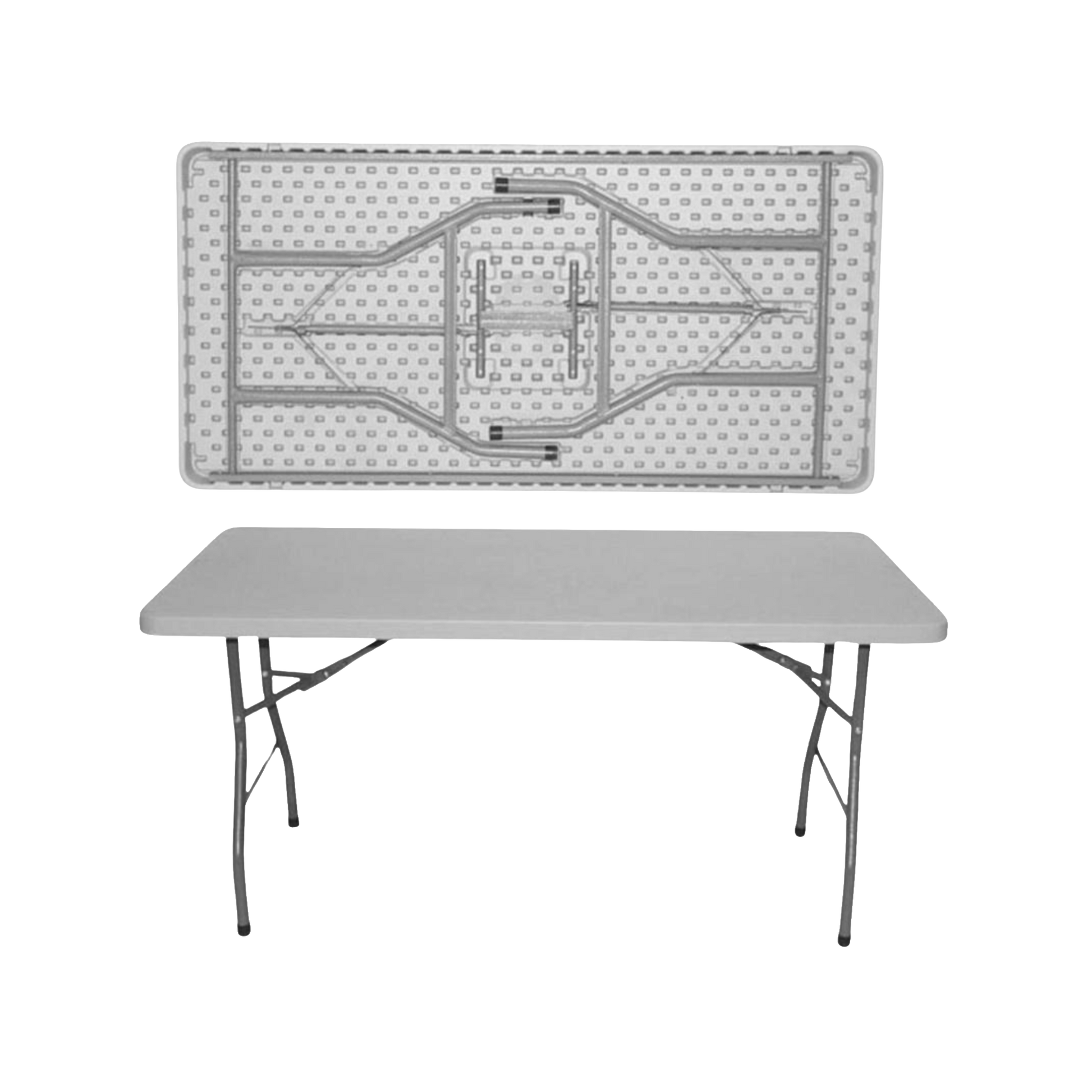8ft Rectangular Folding-Leg Table – Fixed HDPE Plastic Top with Steel Frame (240 × 76 cm)