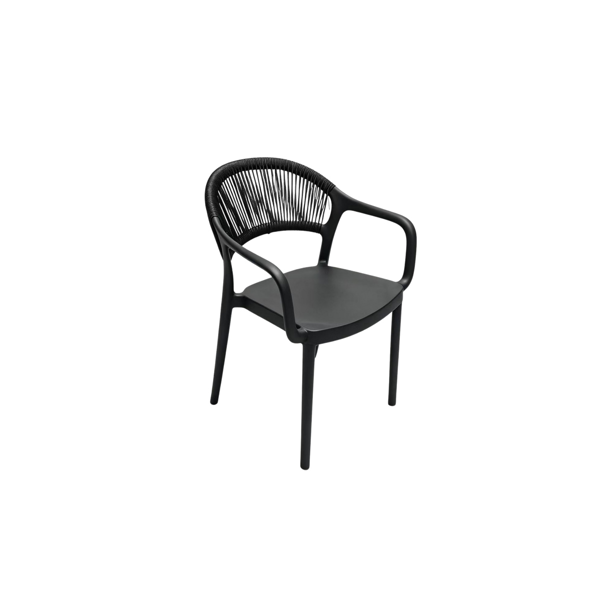 Coastal Rope-Back Polypropylene Armchair Black – Indoor & Outdoor Café and Garden Chair