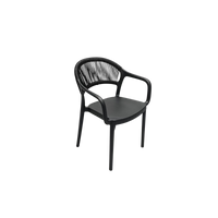 Coastal Rope-Back Polypropylene Armchair Black – Indoor & Outdoor Café and Garden Chair