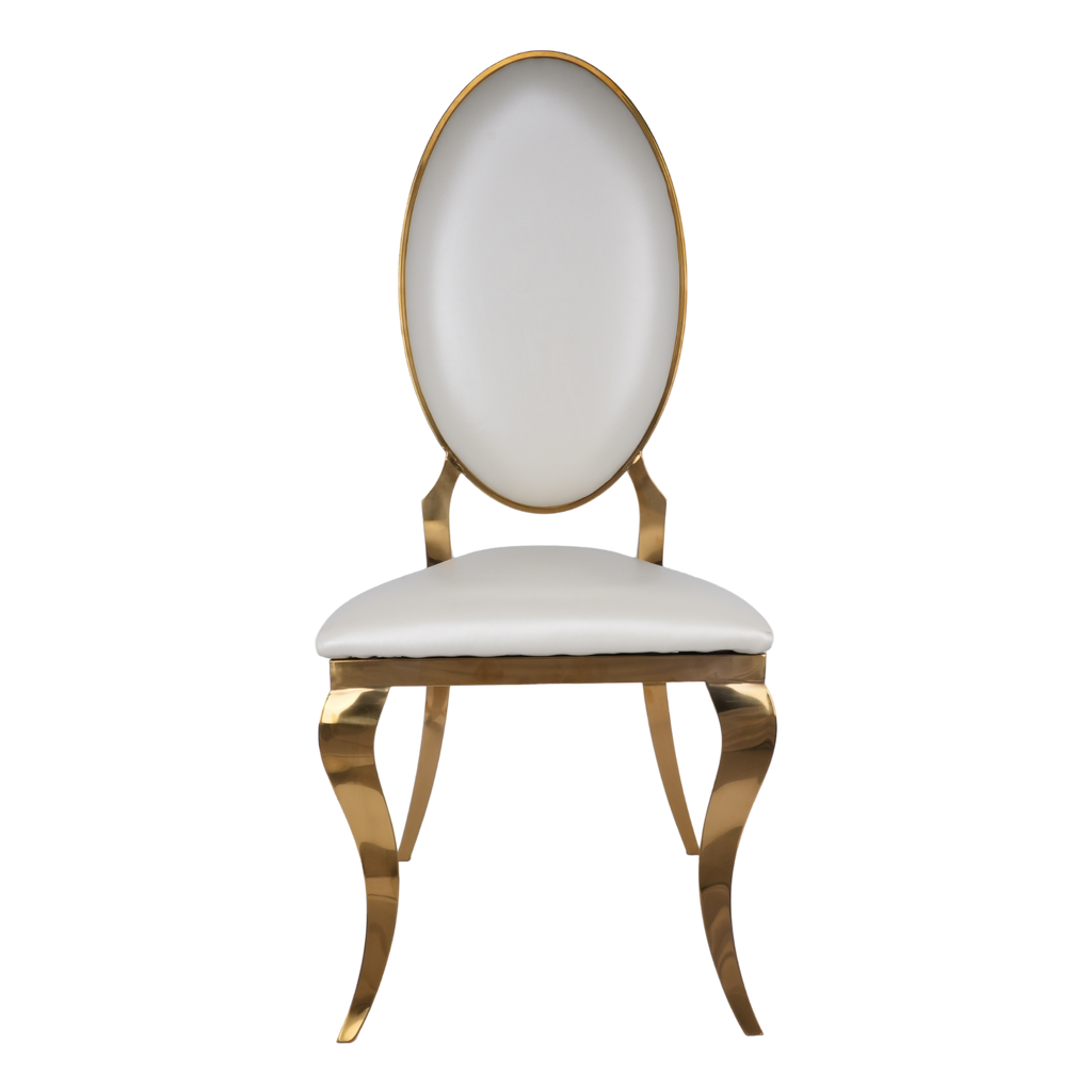 Opal Oval Back PU Leather Stacking Chair - Off White