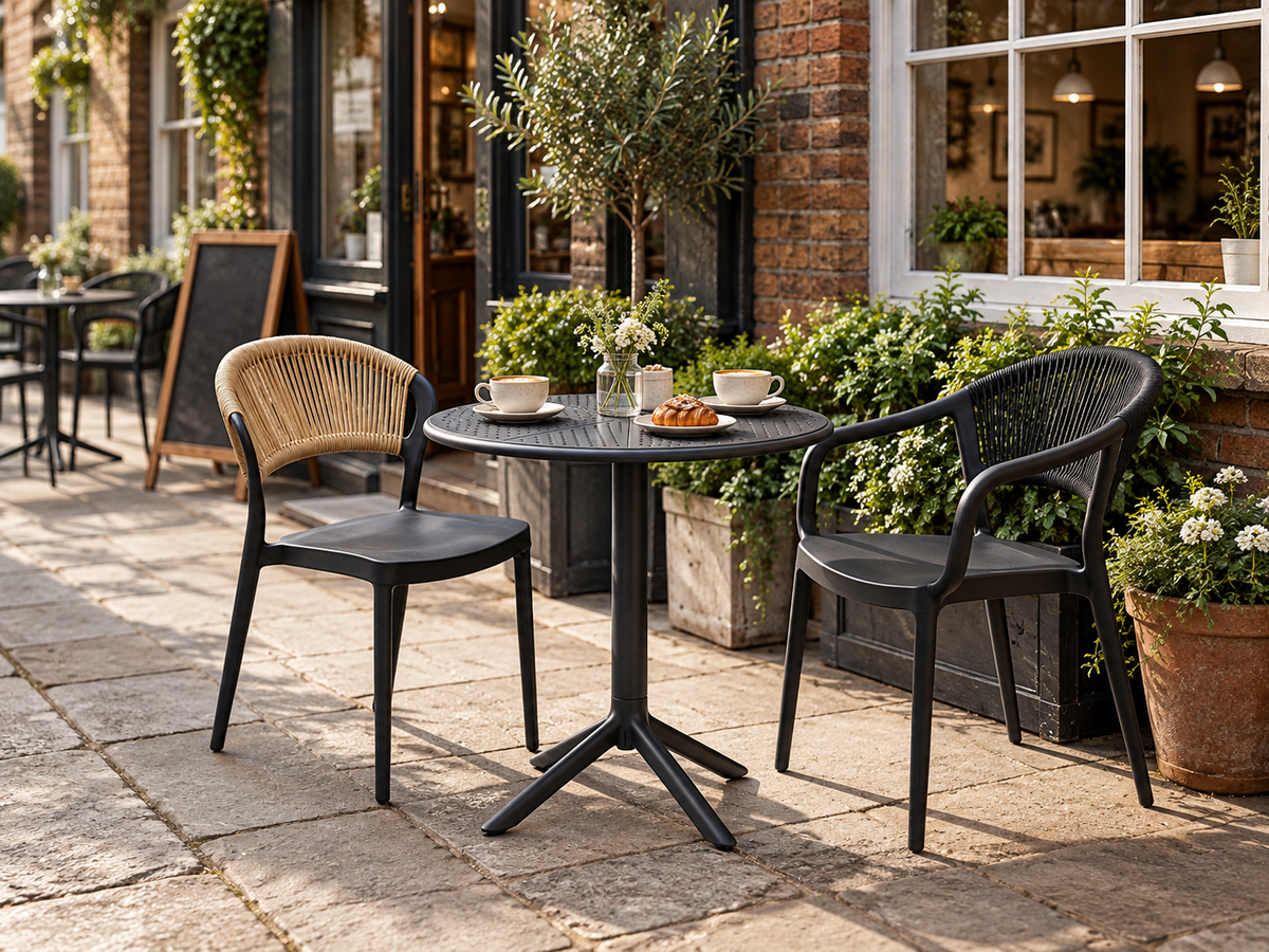 Round Polypropylene Café Bistro Table Black – Indoor & Outdoor