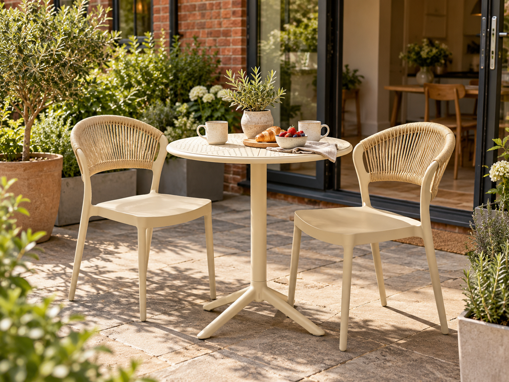 Round Polypropylene Café Bistro Table White – Indoor & Outdoor