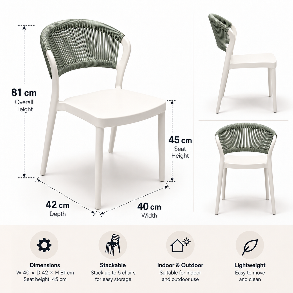 Coastal Rope-Back Polypropylene White – Indoor & Outdoor Café and Garden Chair