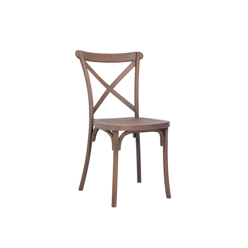 The Crossback Caffe Polypropylene Chair - Brown (Needs Assembly)
