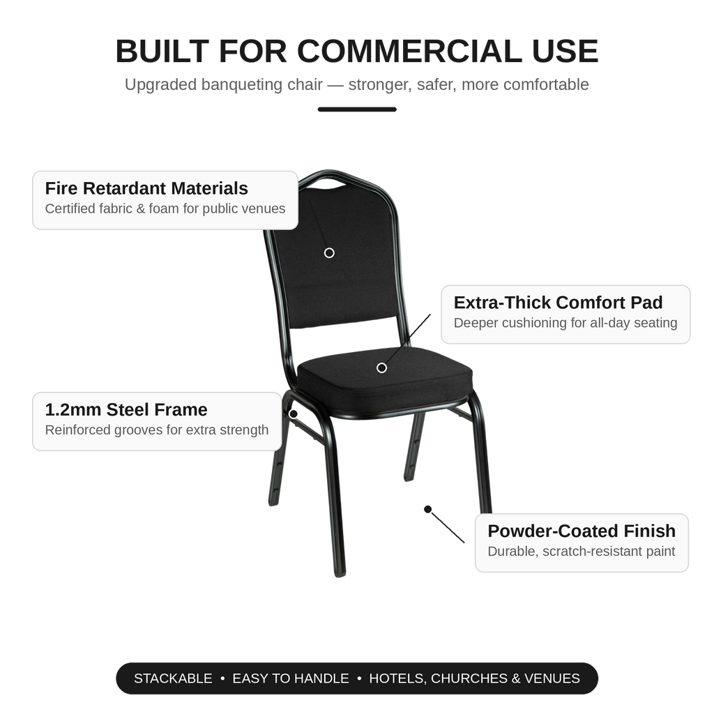 Premium Banquet Stacking Chair Full Black Without Pattern
