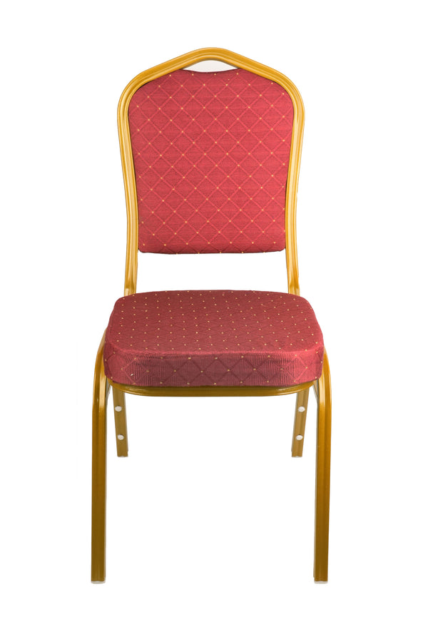 Premium Banquet Stacking Chair Red With Pattern / Gold Frame